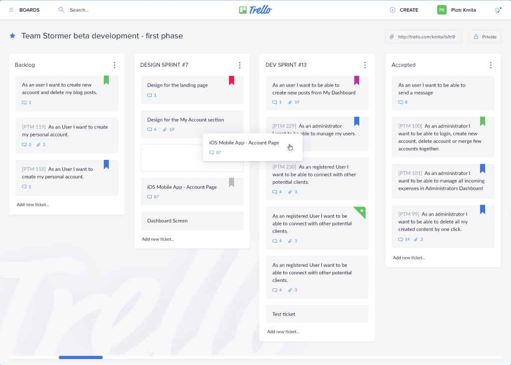 Trello's kanban interface